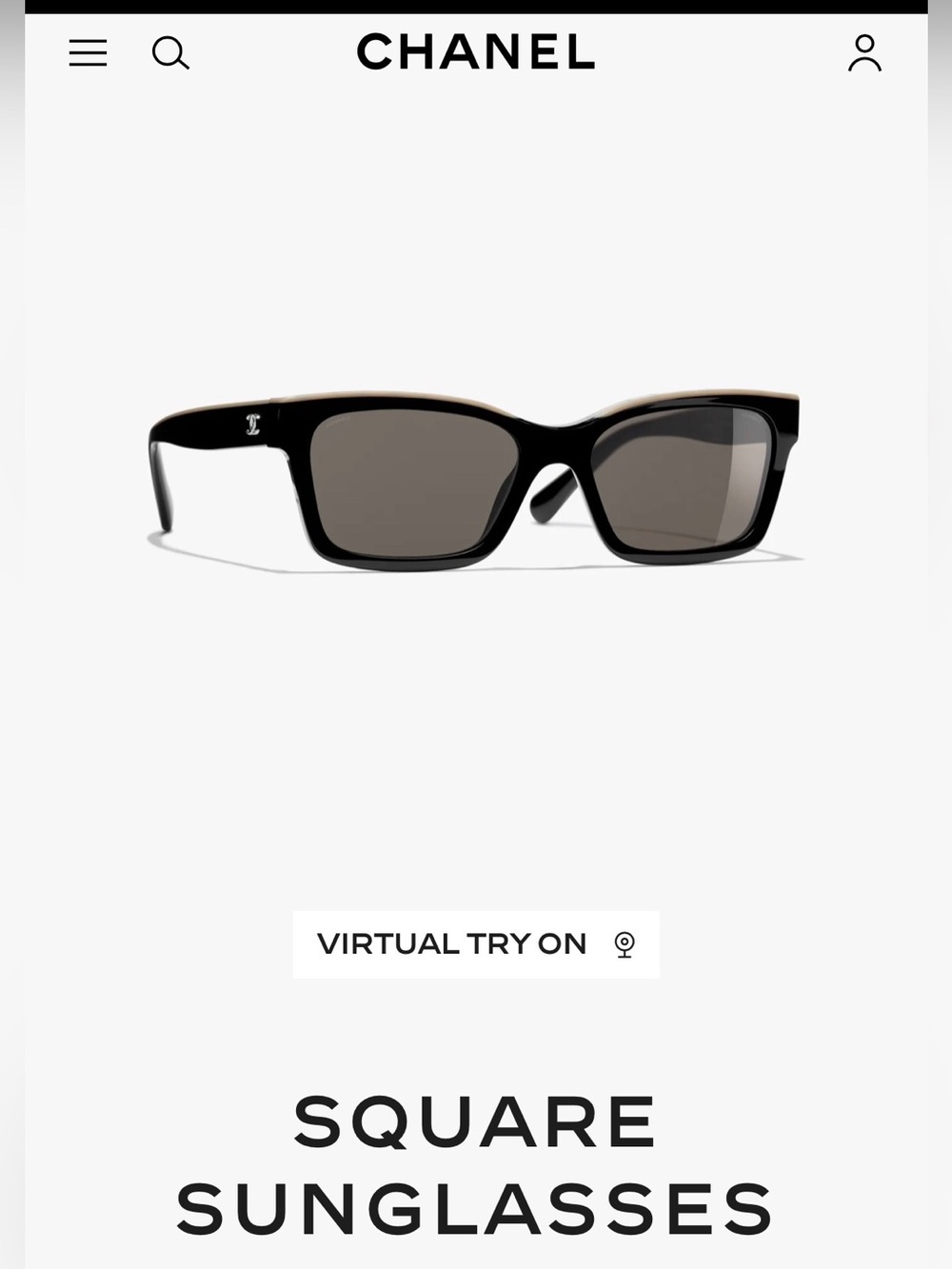 Chanel Square Sunglasses - Black with Beige trim - New with tags